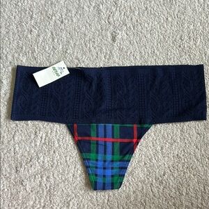 Aerie Plaid Thong Underwear, size S.